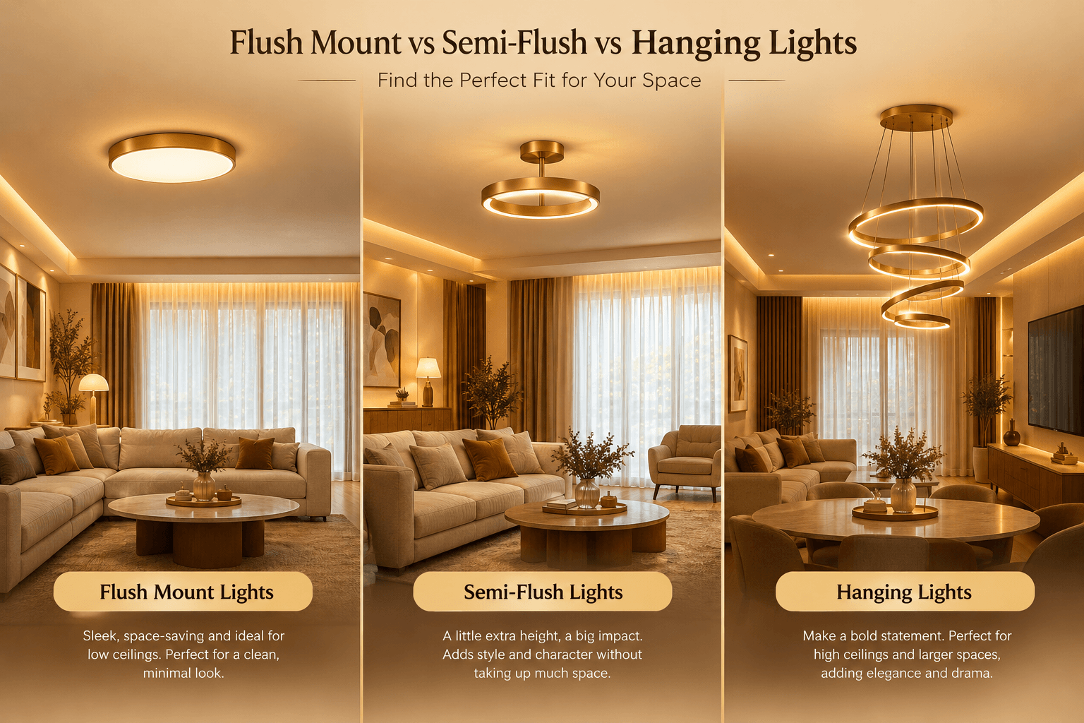 Flush Mount vs Semi-Flush vs Hanging Lights: What Suits a Low-Height Room?